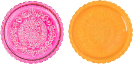 J-Line bord - glas - oranje/roze - set van 2