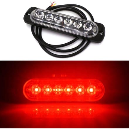 Mistlamp 6 LED 12V-18V, rood, 12-24V, Off-Road
