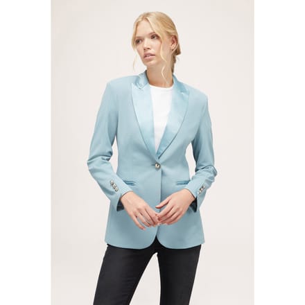 Motivi Single-breasted Jacket With Satin Inserts Sky Blue Taglia: 38 | Blazers Outlet | Donna | Blu