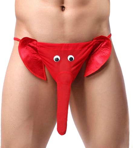 Olifant string met slurf voor mannen - rood - One size - Grappige Olifantenstring