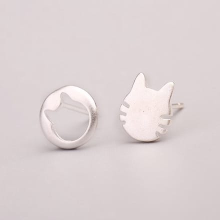 meisjes oorknopjes met katten- 5mm-zilver 925