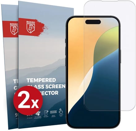 Rosso Screen Protector Geschikt voor Apple iPhone 17 Pro Max 9H Tempered Glass | Duo Pack | Glasplaatje | Beschermlaag | Beschermglas | 9H Hardheid