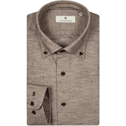 Thomas Maine Overhemd Two-Tone Twill Torino Button Down Bruin / male