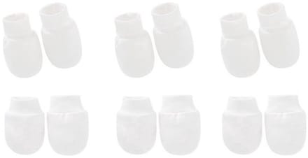 3-pack - Baby Newborn Krabwantjes en Slofjes - Effen Wit