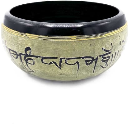 Aardepoeder klankschaal - Mantra Vijf Boeddha - 16 cm