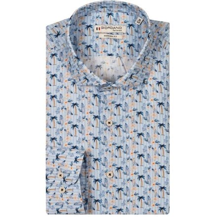 Giordano Overhemd Row Tropical Surf Fantasy Stripe Pattern Licht Blauw / male