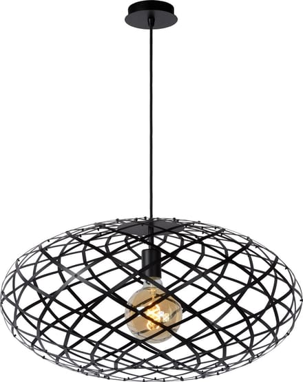 Lucide WOLFRAM - Hanglamp - Ø 65 cm - 1xE27 - Zwart