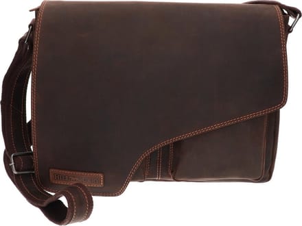 Hill Burry echt leren - schoudertas – werktas- stevig - vintage leder- bruin
