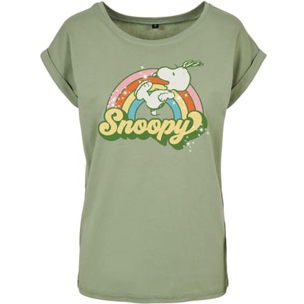 Peanuts T-shirt - Snoopy - Retro Rainbow - S - voor Vrouwen - groen
