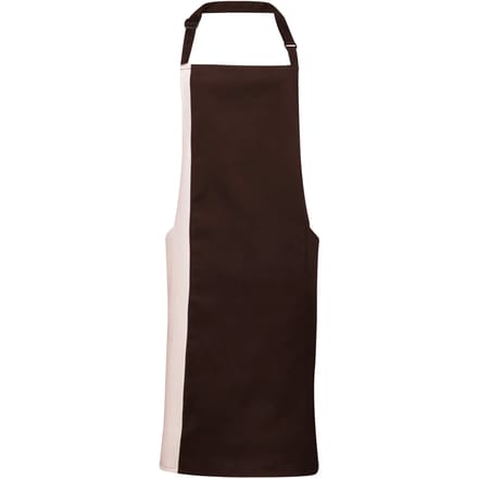 Premier Contrast Bib Apron PR162 - Brown / Natural - One size