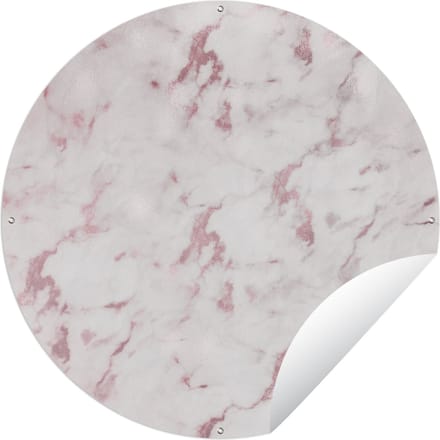 Tuincirkel Marmer - Rose - Chic - Design - 90x90 cm - Ronde Tuinposter - Buiten