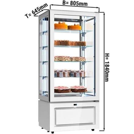 GGM Gastro Panoramavitrine - 457 Liter - 800mm - 5 Ablagen - Weiß Wit