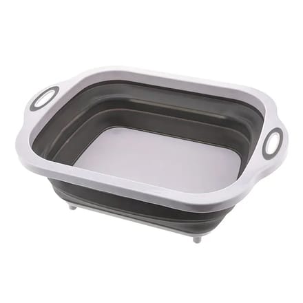 2-in-1 Opvouwbare Wasbak & Snijplank – 30x40 cm – Wit/Grijs