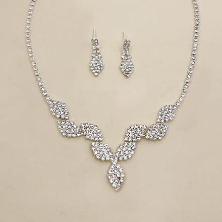 Mode Geometrische Set Ketting 2-delige Set, Bruids Bruiloft Feestjurk Diner, Bruiloft Accessoireset Ketting zilver