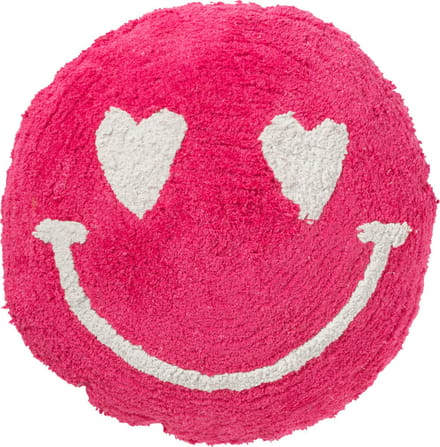 J-Line kussen Smiley Getuft - katoen - roze/wit