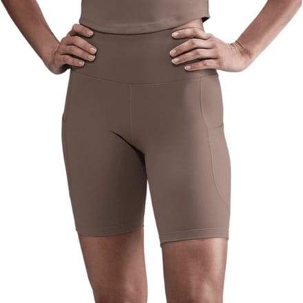 Nike Dri-Fit One High Rise 8'' Shorts - Mink Brown/Black - Maat XS - Dames