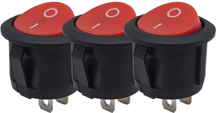 ProRide Wipschakelaar ON/OFF KCD2-202 - 2-pins - Rond ?20mm - 250V/6A - Rood - 3 stuks
