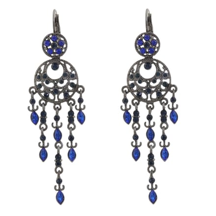 Behave - Oorhangers met blauwe stenen - Vintage stijl - 8 cm