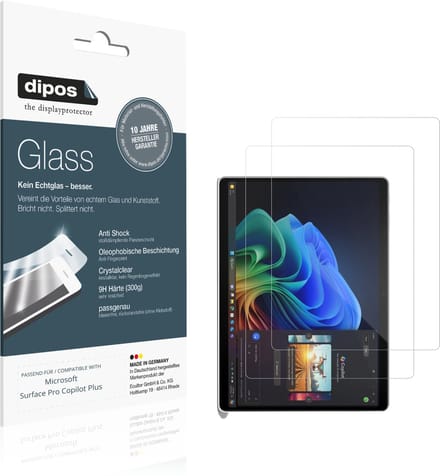 dipos – 2x Pantserfolie geschikt voor Microsoft Surface Pro Copilot Plus | 9H Screenprotector