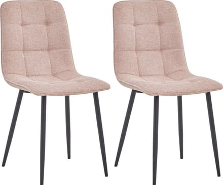 Colenis - Ela Eetkamerstoel - Set Van 2 - Roze - Linnen - Design
