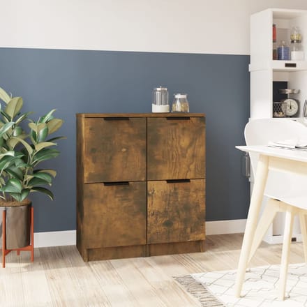 vidaXL - Dressoirs - 2 - st - 30x30x70 - cm - bewerkt - hout - gerookt - eikenkleurig