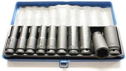 Slagschroefdoppen Set 1/2 inch, 10-24mm met Metaalkoffer