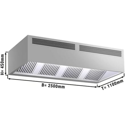 GGM Gastro Induktions-Kastenhaube - 2500mm - ohne Motor - mit Filter