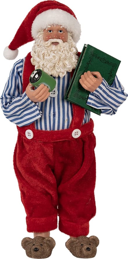 Clayre & Eef Kerstdecoratie Beeld Kerstman 27 cm Rood Kunststof