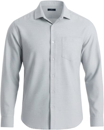 OMBRE Overhemd - Regular Fit - Katoen - Lange Mouw Lichtgrijs Gemêleerd L