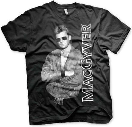 MacGyver Heren Tshirt -S- Cool MacGyver Zwart