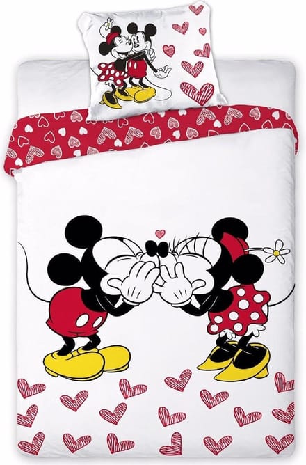 MINNIE MOUSE dekbedovertrek 140x200 cm + kussensloop 63x63 cm - Wit & Rood