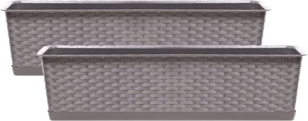 Prosperplast Ratolla plantenbak/bloembak - 2x - taupe - 8L - 50 x 17 x 15 cm