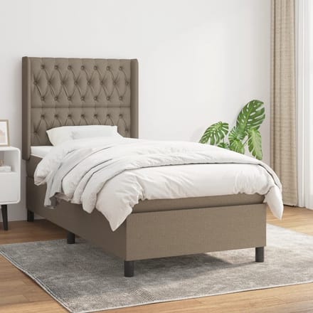 vidaXL - Boxspring - met - matras - stof - taupe - 90x190 - cm