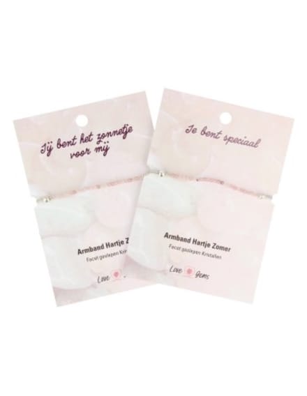 Aardbeienkwarts hartje zomer armband - Love Gems