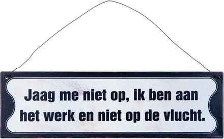 Clayre & Eef Tekstbord 30*9 cm Wit Ijzer Rechthoek Wandbord Quote Bord Spreuk