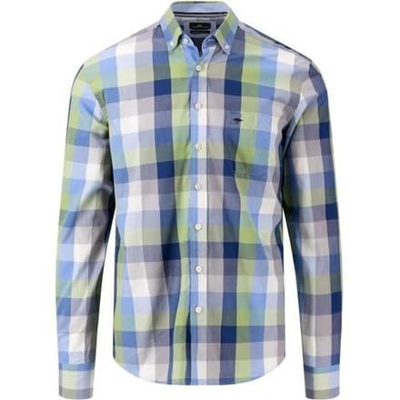 Fynch-Hatton Overhemd Colorful Check Button Down Bladgroen / male