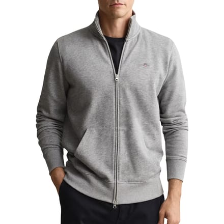 Gant Vest Two-Way Front Zip Sweat Cardigan Grijs Melange / male