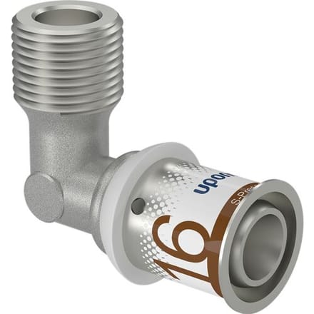 Uponor S-Press Plus pers kniekoppeling 90deg verloop 3/8''-10x16mm