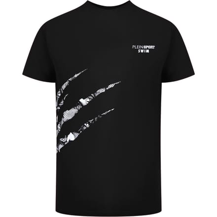 Korte Mouw Ronde Hals Scratch Logo T-shirt in Donkergrijs