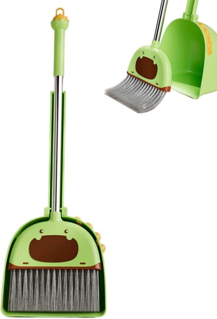 Kinder Schoonmaakset - Speelgoed Bezem - Kinderspel - Gladde Randen - Compact Formaat - Groen