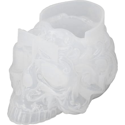 Moule en Silicone Forme de Crâne Unique Exquis Réutilisable Moule Épais Solide pour Bougeoirs de Rangement DIY white