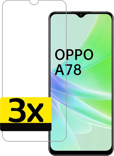 Screenprotector - Geschikt voor OPPO A78 5G - 3 Stuks - Extra Sterk - Beschermglas - Gehard Glas - Tempered Glass - Screen Protector