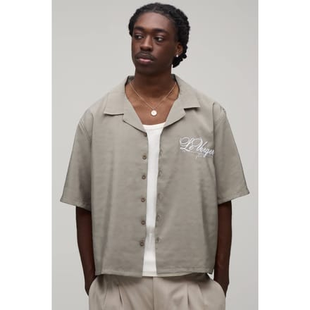 Oversized Boxy Shirt Met Citroen Rugprint En Halve Mouwen | Taupe | Size Medium