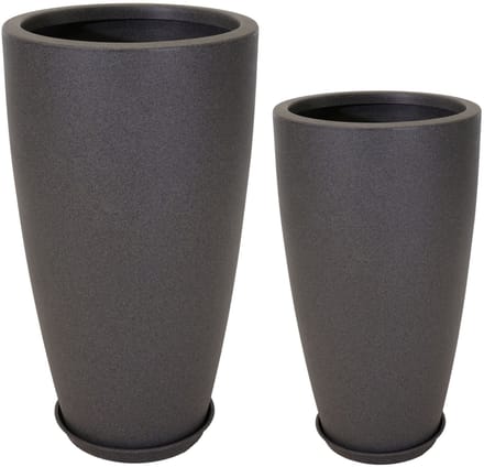 In & Out Deco Vaas set van 2 stuks - hoog 80 en 90 cm - grijs - met schotel