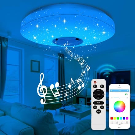 Dimmbare LED Plafondlamp met Bluetooth Luidspreker en App Bedieningen - RGB Achtergrondverlichting