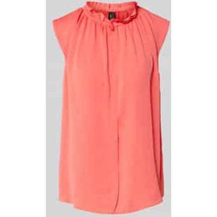 Blousetop met opstaande kraag en kapmouwen