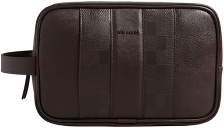 Ted Baker toilettas Waydee House Check PU Washbag Brown - Choc donkerbruin
