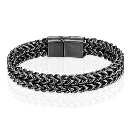 LGT JWLS Heren Armband - Dubbele Curb Chain van Retro Zilver Edelstaal-21cm