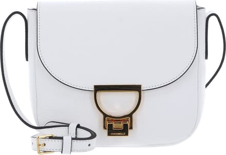 COCCINELLE Leren Schoudertas Arlettis Crossbody Grained Leather Brillant White Wit