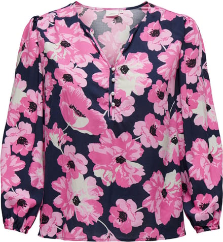 ONLY CARMAKOMA - CARISEBELLE LIFE L/S BUTTON TOP AOP - Dames - Blouses